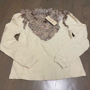 Anthropologie Letmebe Ruffled Crewneck NEW XS PETITE